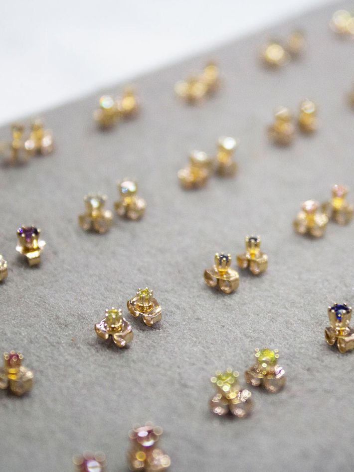 Baby birthstone diamond studs