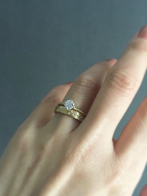 Wide white diamond starry night band photo