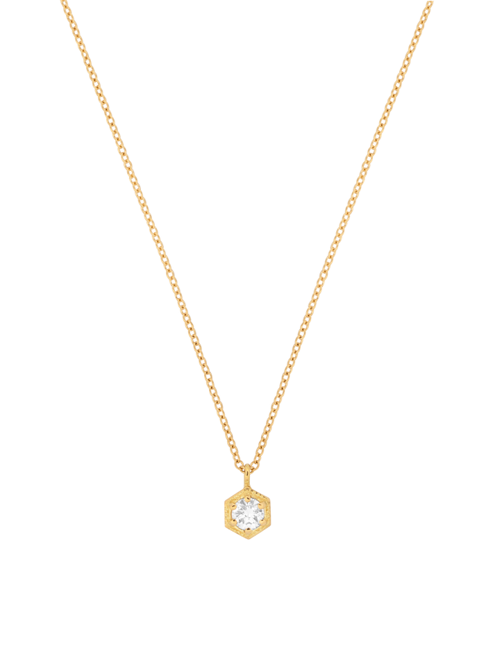 White diamond hexagon necklace