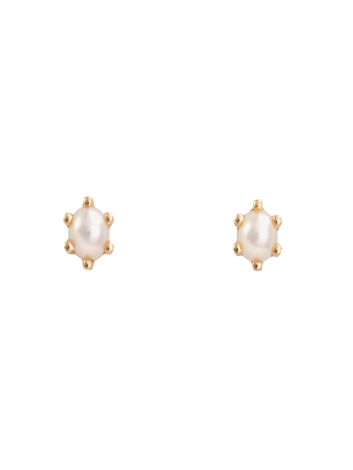 Baby birthstone pearl studs