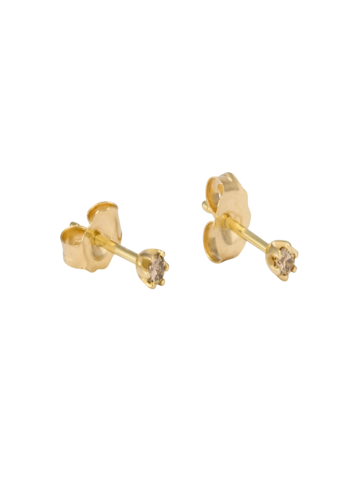 Baby birthstone brown diamond studs