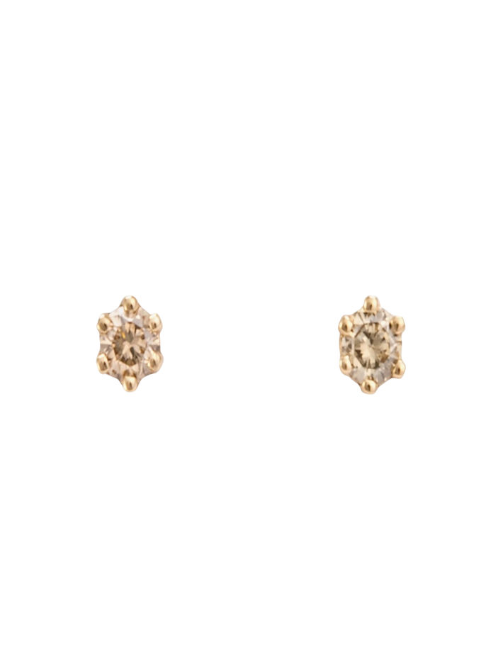 Baby birthstone brown diamond studs
