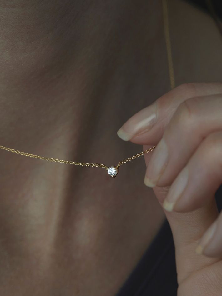 Birthstone white diamond necklace