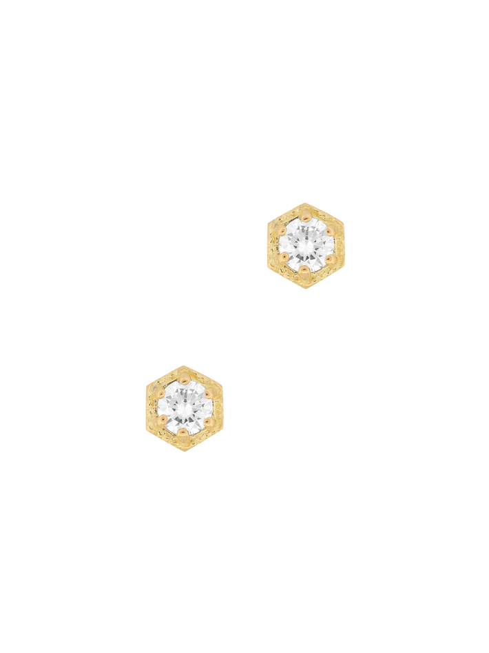 White diamond hexagon studs
