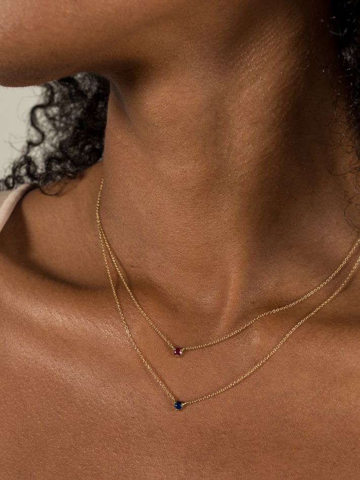 Birthstone pink sapphire necklace
