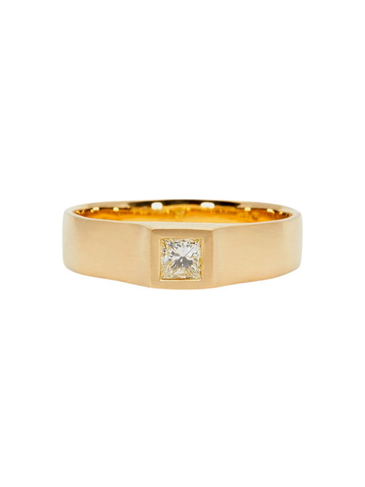 0.16 carat princess cut white diamond signet ring photo