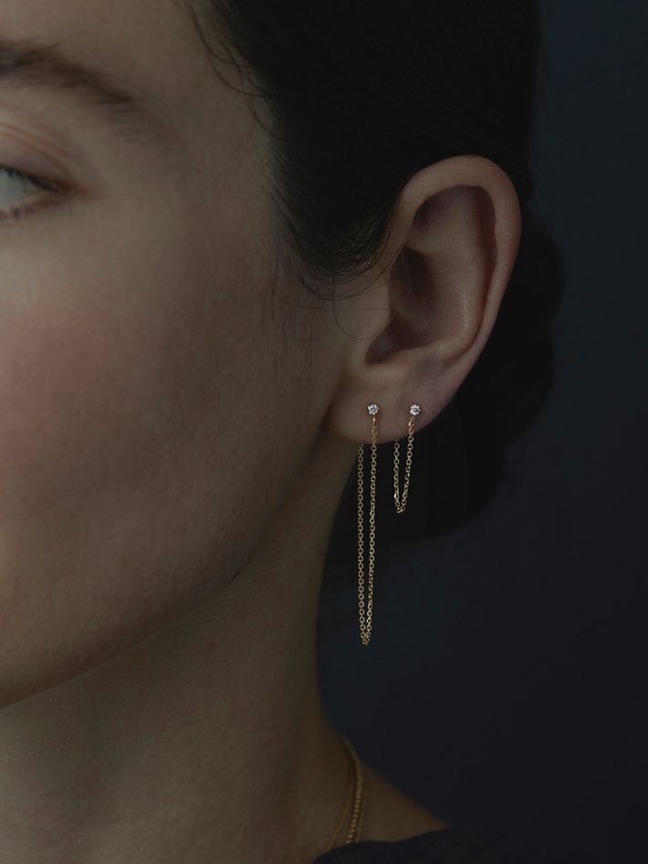 White diamond quin earring