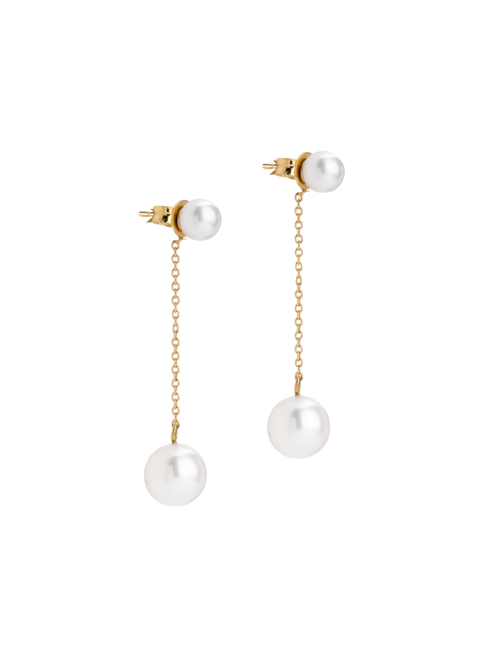 Double swinging pearl earrings
