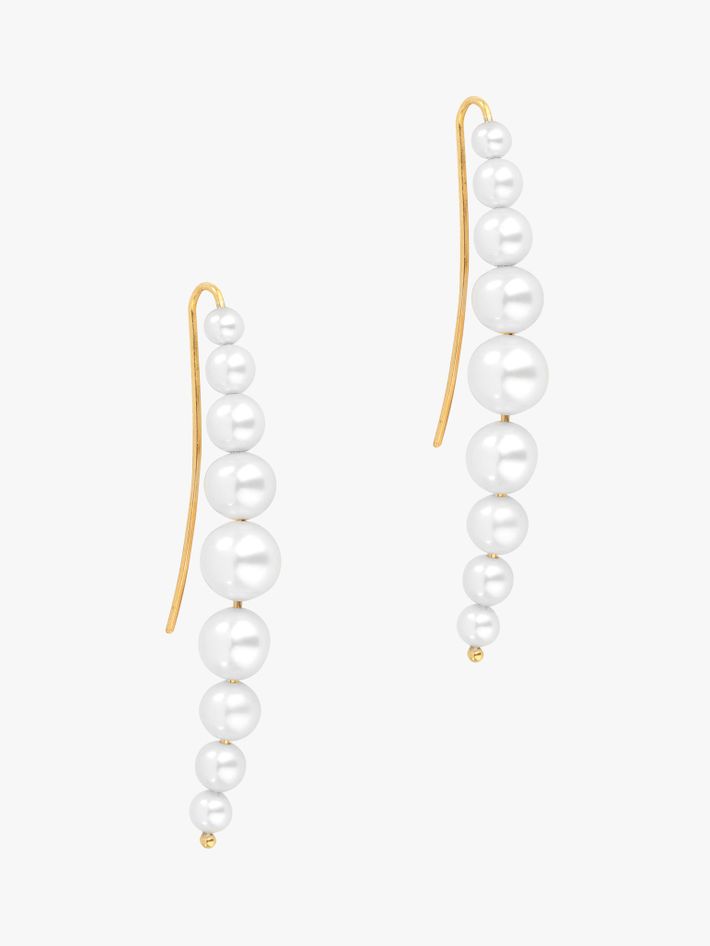 Cascading white pearl drop earrings