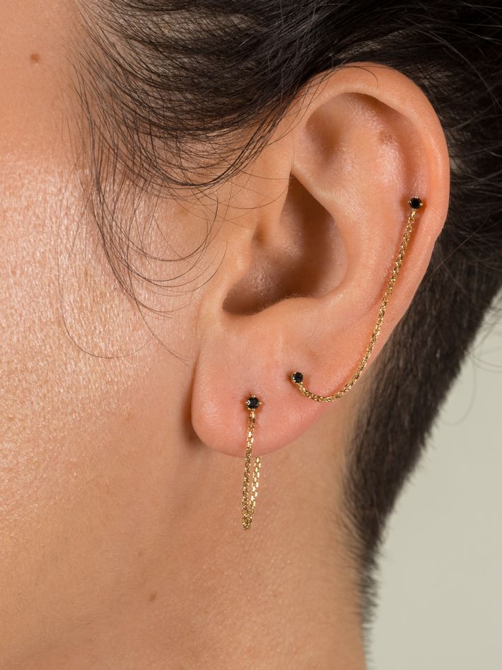 Black diamond delicate drizzle earring