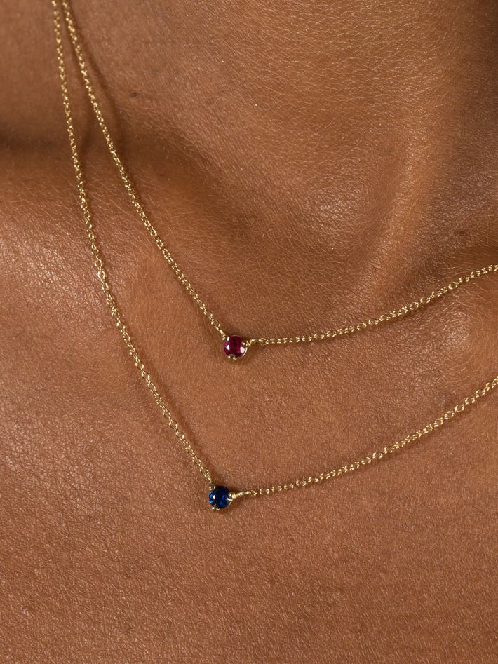 Birthstone pink tourmaline necklace