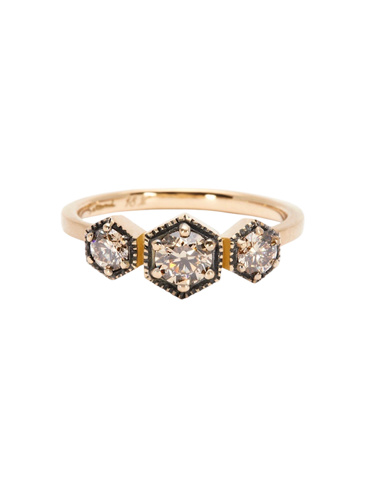 Grand brown diamond triple hexagon ring photo