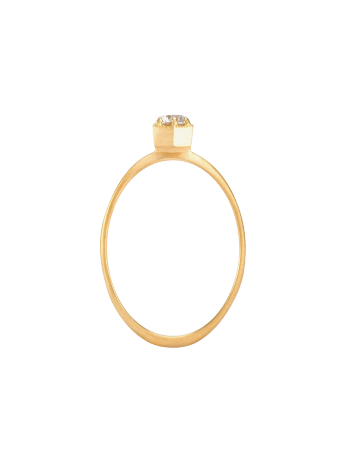 4mm hexagon white diamond ring