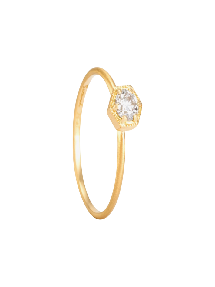 4mm hexagon white diamond ring