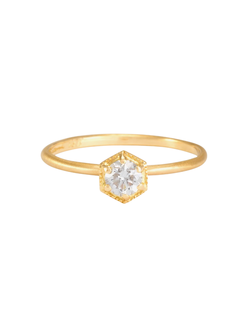 4mm hexagon white diamond ring photo