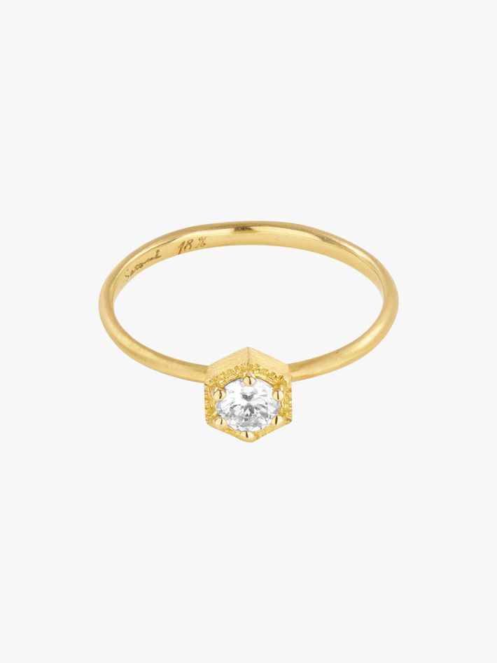 4mm hexagon white diamond ring
