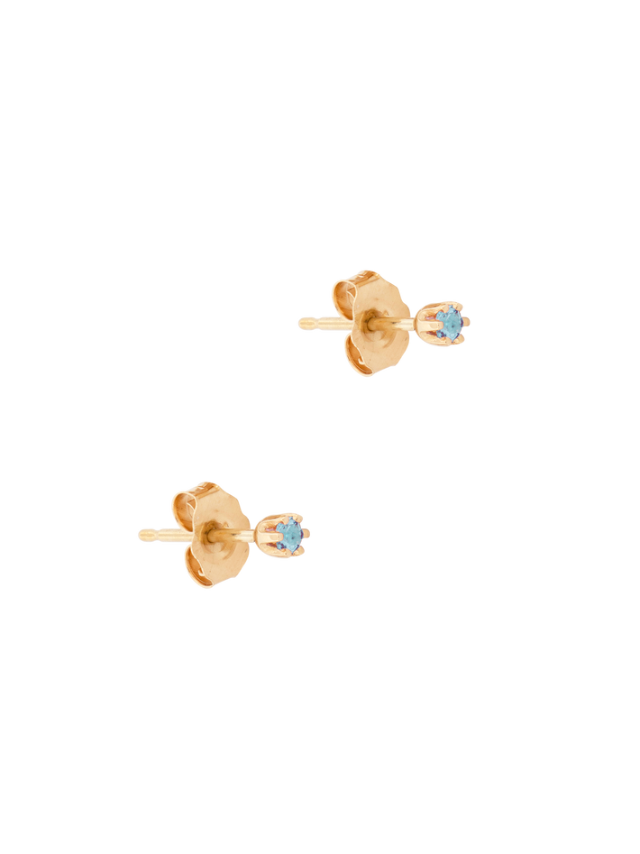 Baby birthstone aquamarine studs