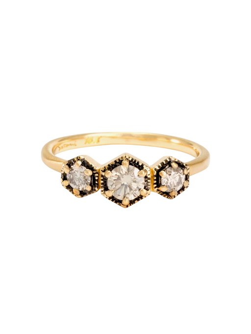 Classic brown diamond triple hexagon ring photo