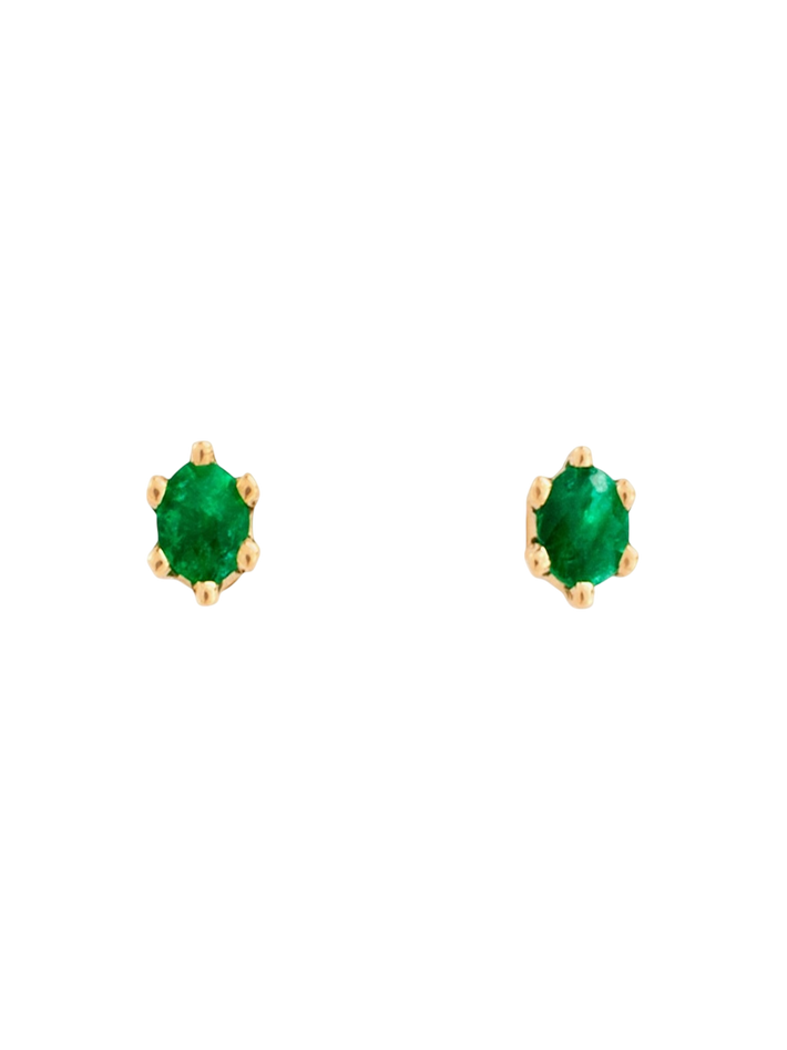 Baby birthstone emerald studs