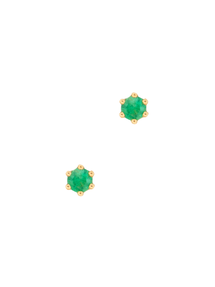 Baby birthstone emerald studs