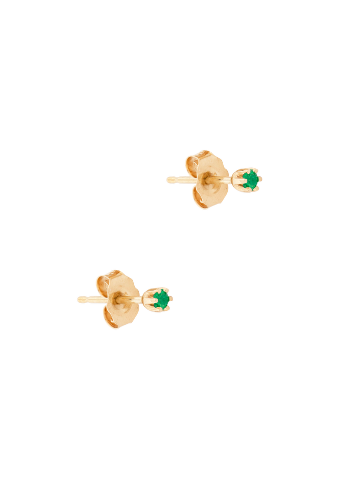 Baby birthstone emerald studs