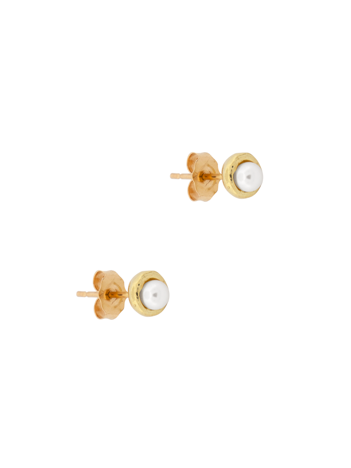 Gold trimmed pearl studs