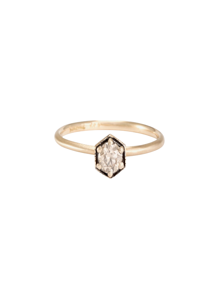4mm hexagon brown diamond ring