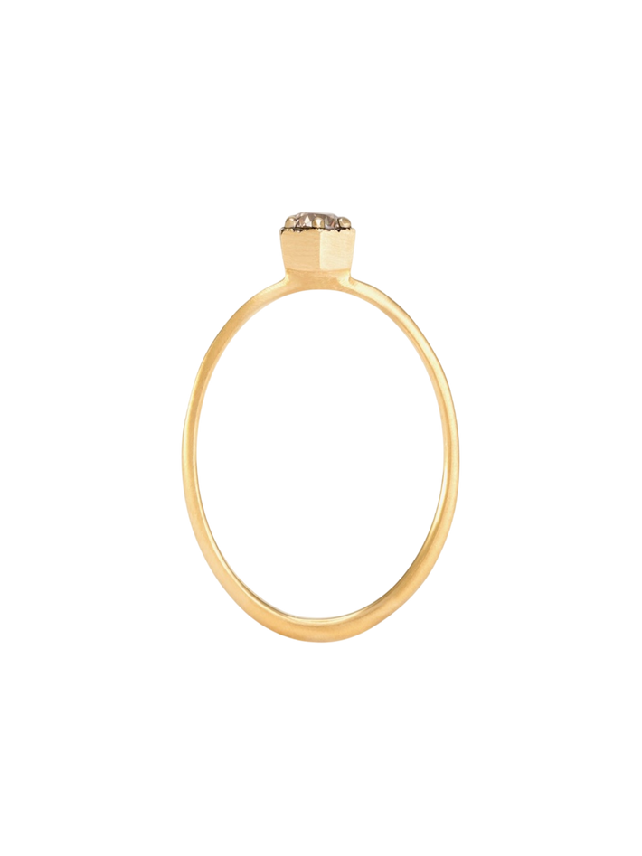 4mm hexagon brown diamond ring