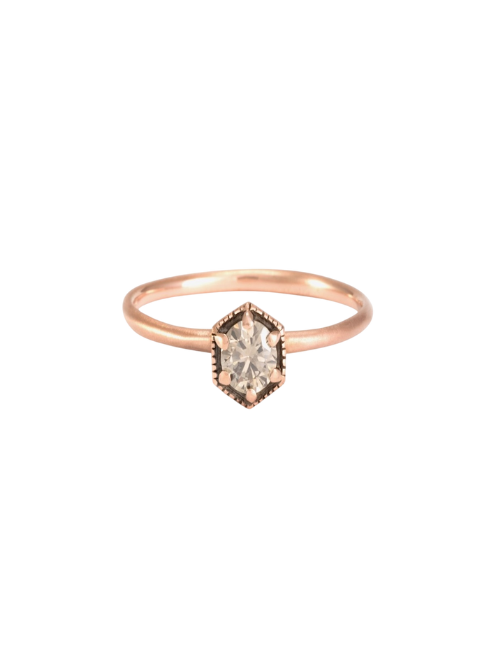 4mm hexagon brown diamond ring
