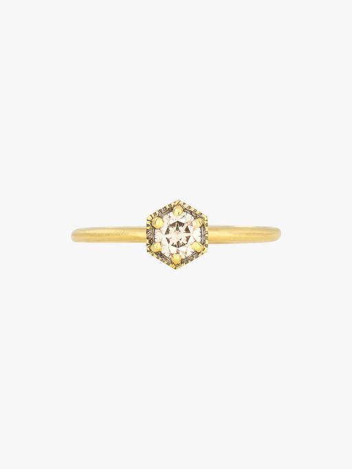 4mm hexagon brown diamond ring photo