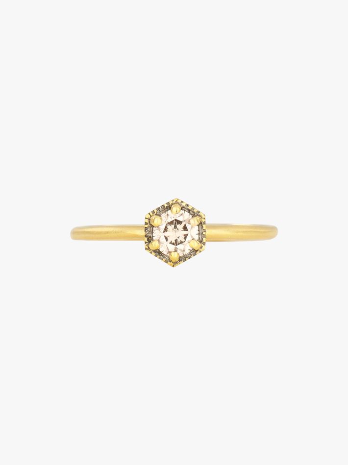 4mm hexagon brown diamond ring