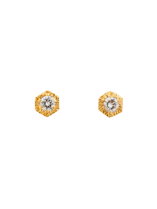 Baby white diamond hexagon studs photo