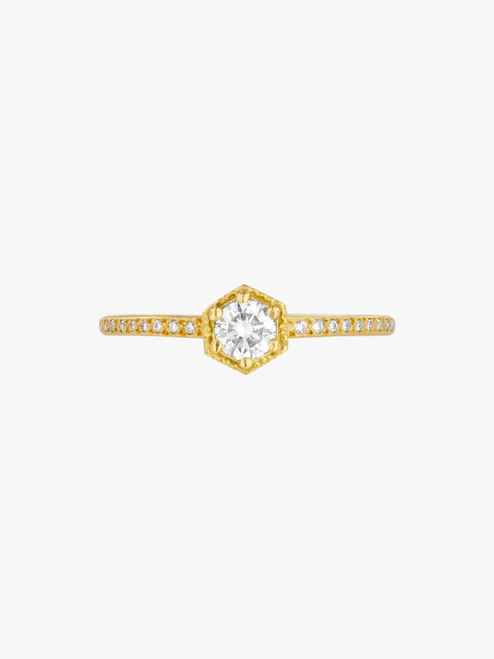 Hexagon white diamond pavé ring 