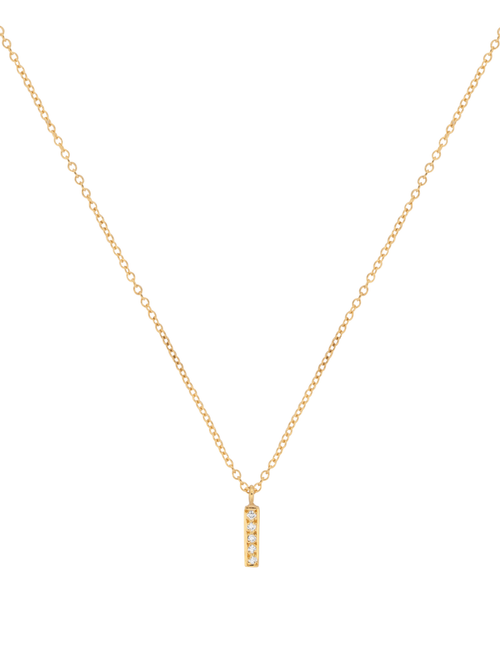 Small diamond bar necklace