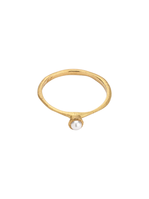 Pearl raised circle solitaire ring (Refurbished) photo