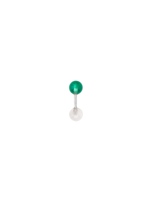 Green agate & moonstone barbell stud earring photo