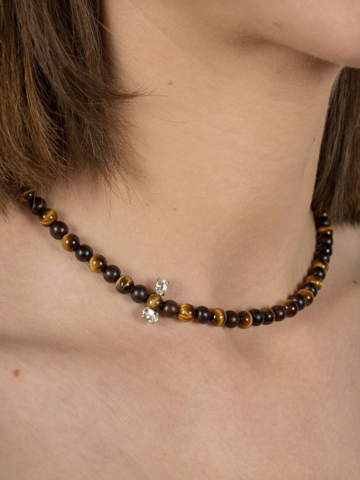 Island sapphire & tiger's eye necklace