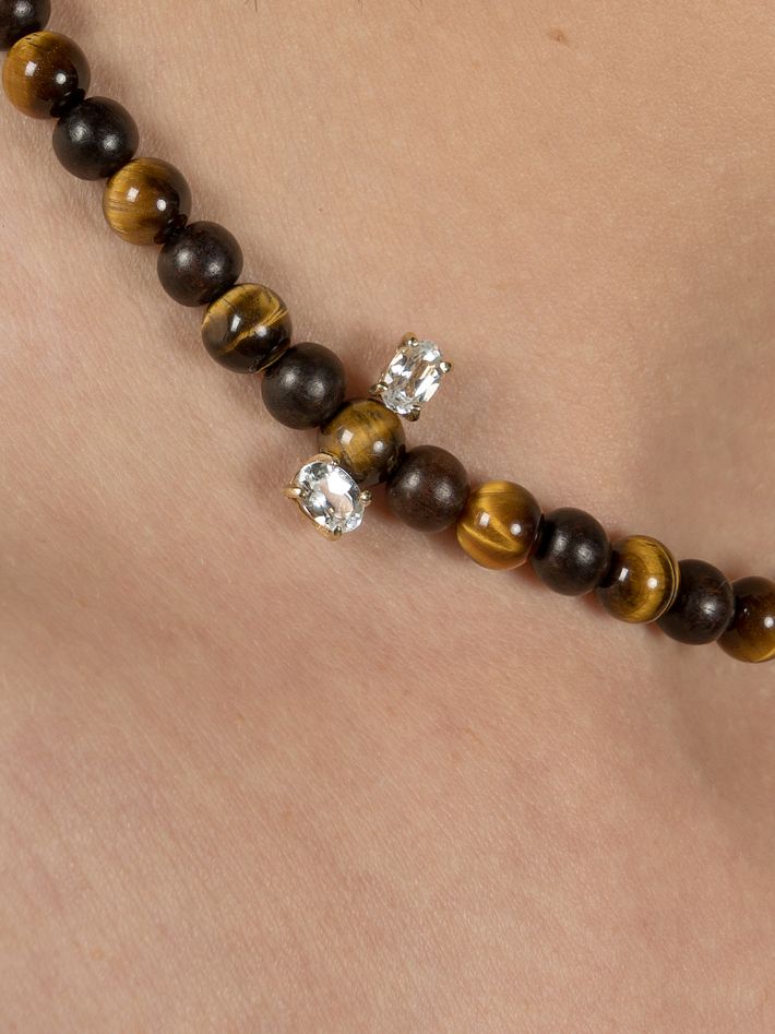 Island sapphire & tiger's eye necklace