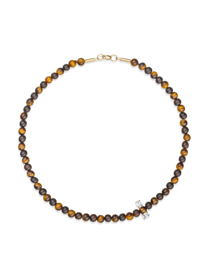 Island sapphire & tiger's eye necklace