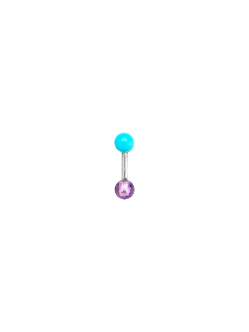 Turquoise & amethyst barbell stud earring photo