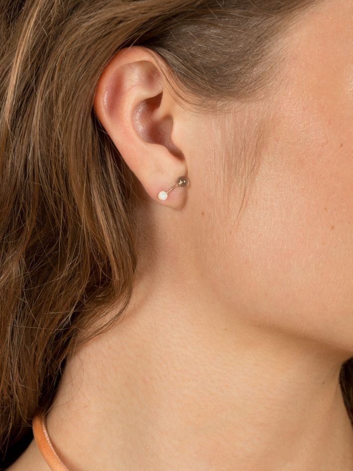 Opal & topaz barbell stud earring