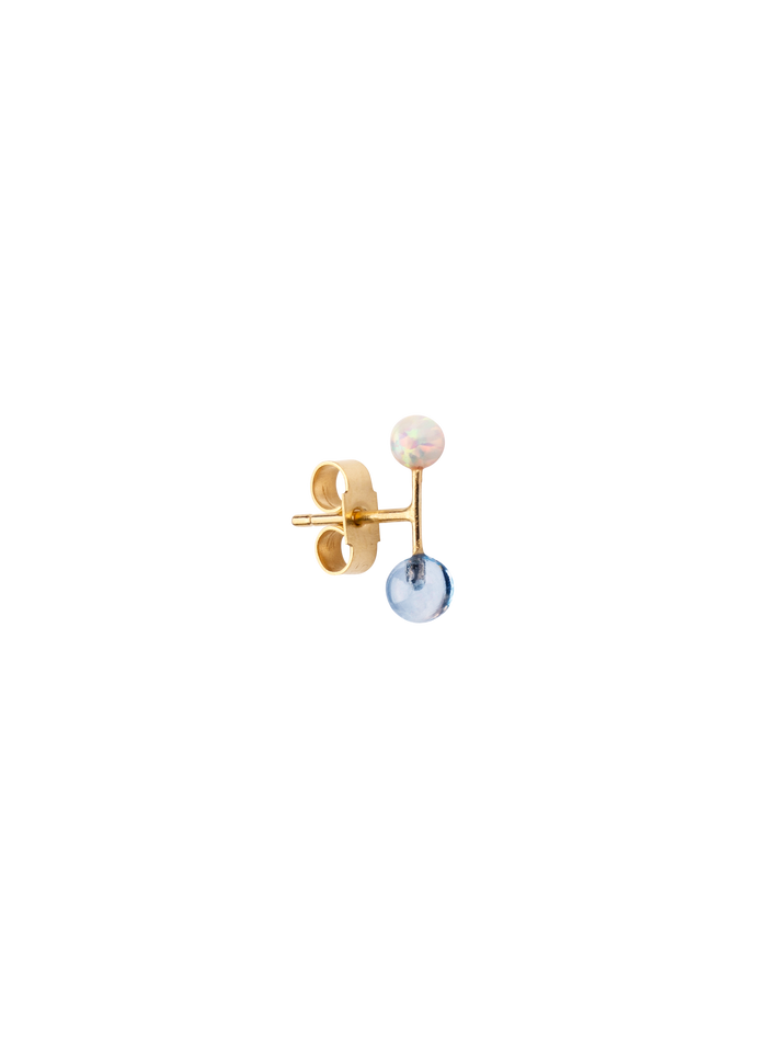 Opal & topaz barbell stud earring