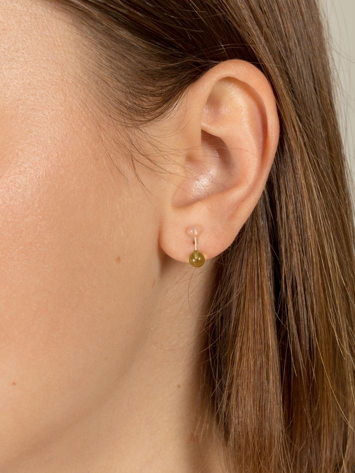 Rose quartz & peridot barbell stud earring