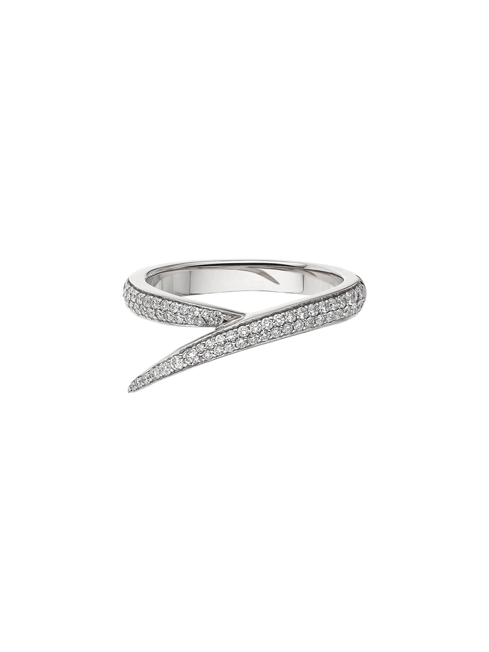 Interlocking single ring - 18ct white gold & diamond