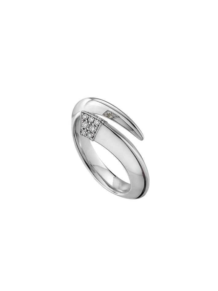 Sabre ring - silver & diamond pave
