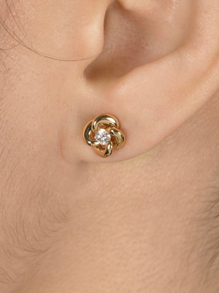 Entwined petal flower earrings - 18ct yellow gold