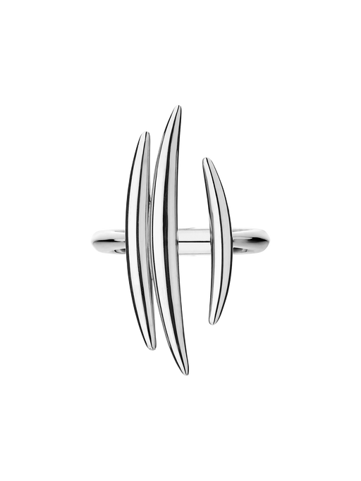 Quill triple bar ring - silver photo