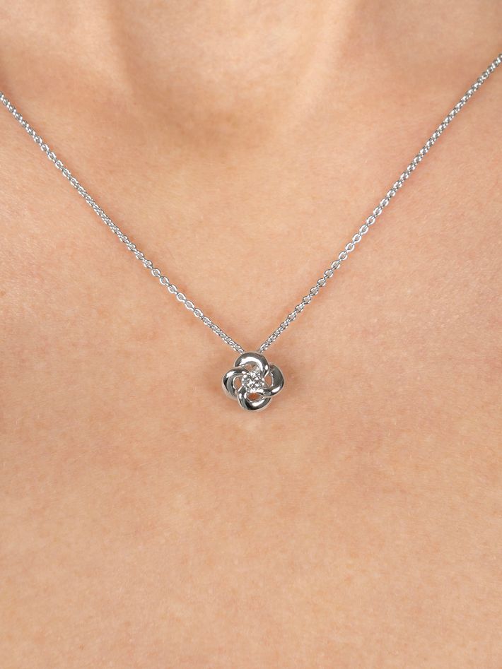 Entwined petal flower necklace - 18ct white gold
