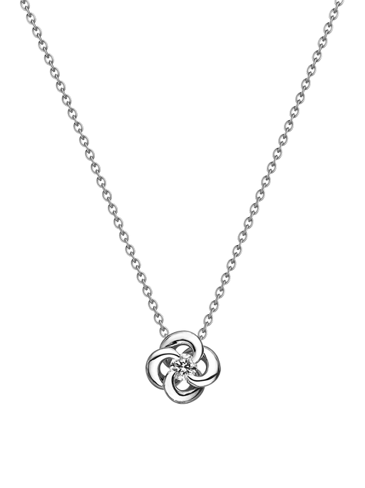 Entwined petal flower necklace - 18ct white gold photo