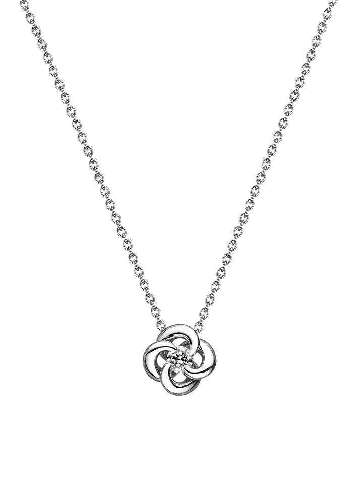 Entwined petal flower necklace - 18ct white gold